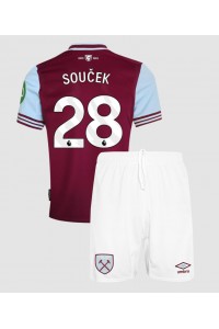 West Ham United Tomas Soucek #28 Jalkapallovaatteet Lasten Kotipeliasu 2024-25 Lyhythihainen (+ Lyhyet housut)